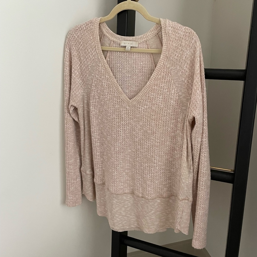 ANTHROPOLOGIE ERI+ALI WAFFLE V-NECK TANK IN BLUSH ✨